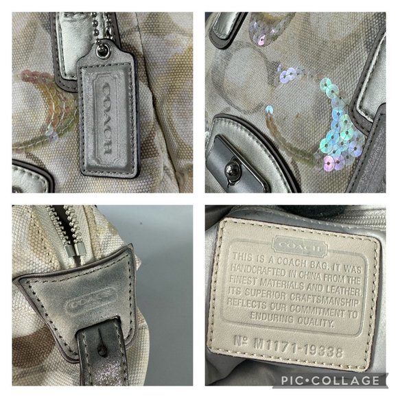 Authentic COACH # 19338 Kristin Signature Dome Sequin Satchel Shoulder Bag - Picture 12 of 14